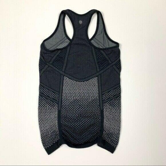 Athleta Black White Racerback Athletic Tank Top Breathable Stretchy Small - Picture 3 of 5